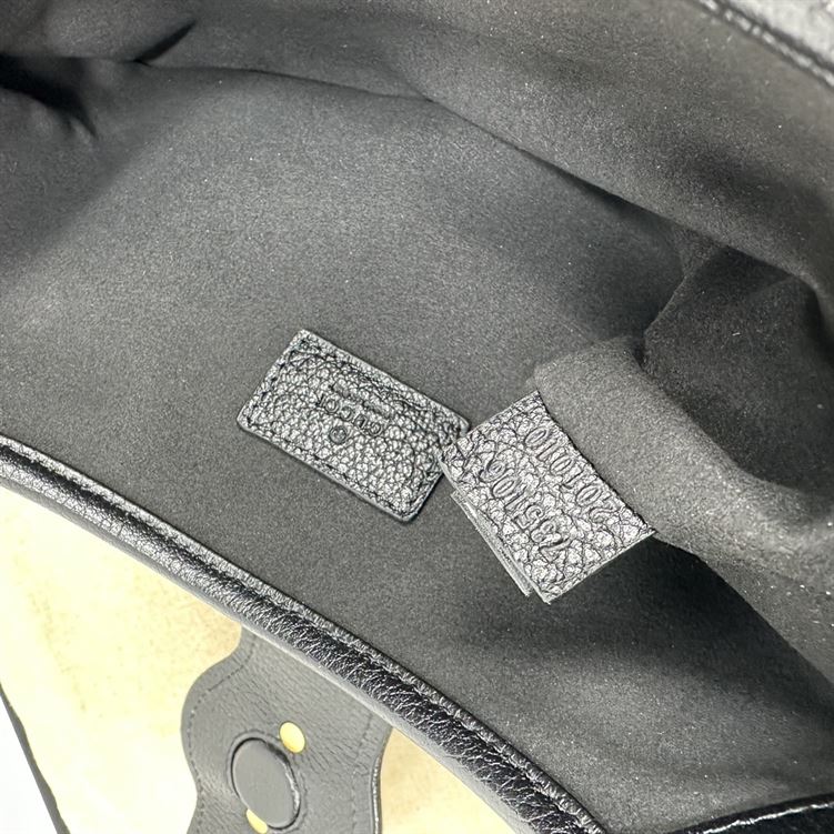 Aphrodite small shoulder bag Black soft leather Moiré lining - GB113