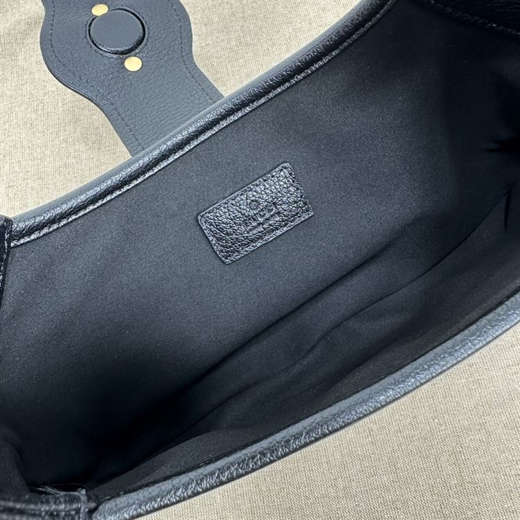 Aphrodite small shoulder bag Black soft leather Moiré lining - GB113