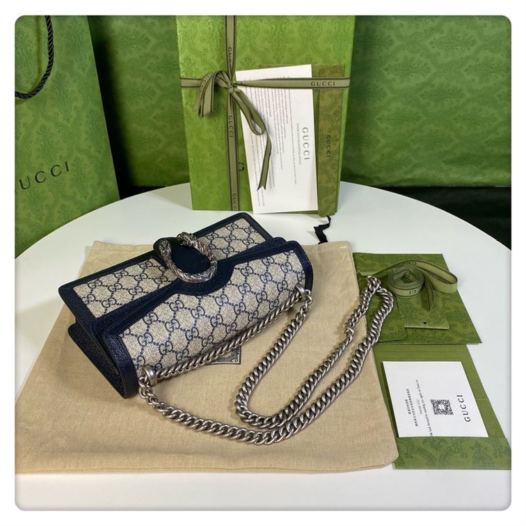 Dionysus GG small shoulder bag Beige and blue GG Supreme canvas - GB097