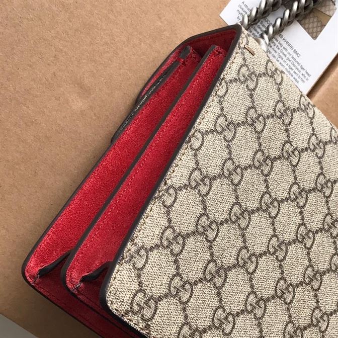 Dionysus GG small shoulder bag Beige/ebony canvas red suede detail - GB167