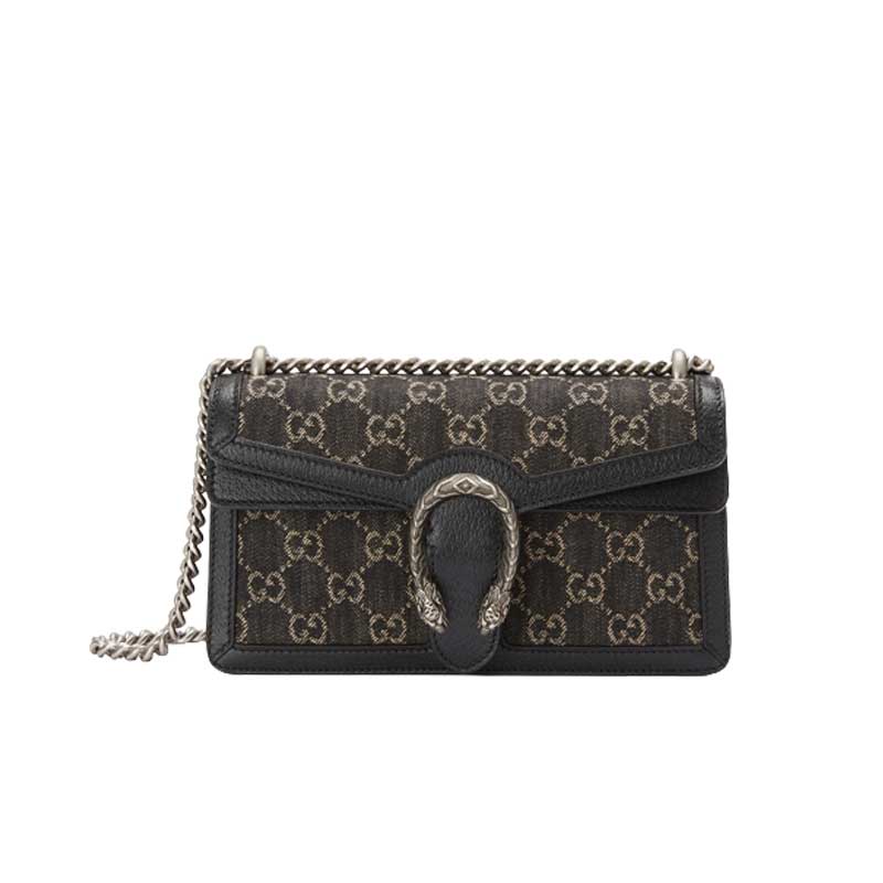 Dionysus GG small shoulder bag Black and ivory GG denim jacquard - GB096