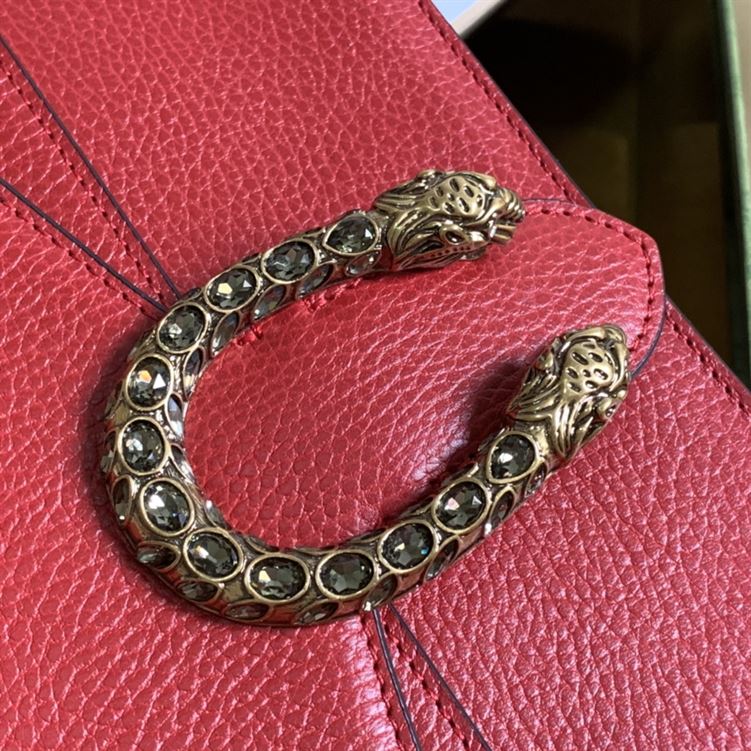 Dionysus leather shoulder bag Hibiscus red metal-free tanned leather - GB166