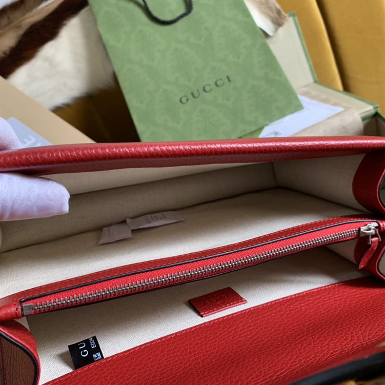 Dionysus leather shoulder bag Hibiscus red metal-free tanned leather - GB166