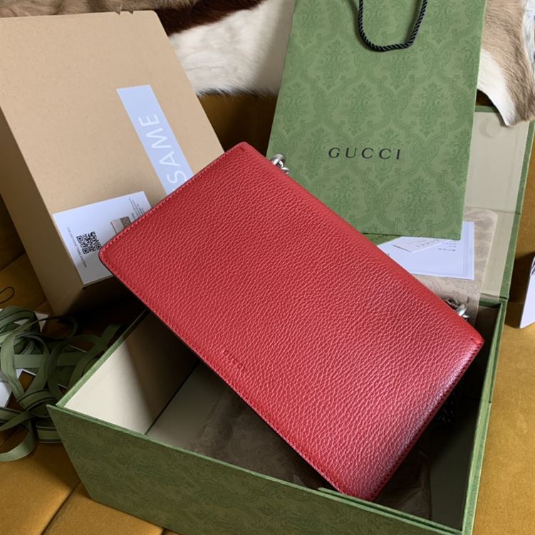 Dionysus leather shoulder bag Hibiscus red metal-free tanned leather - GB166