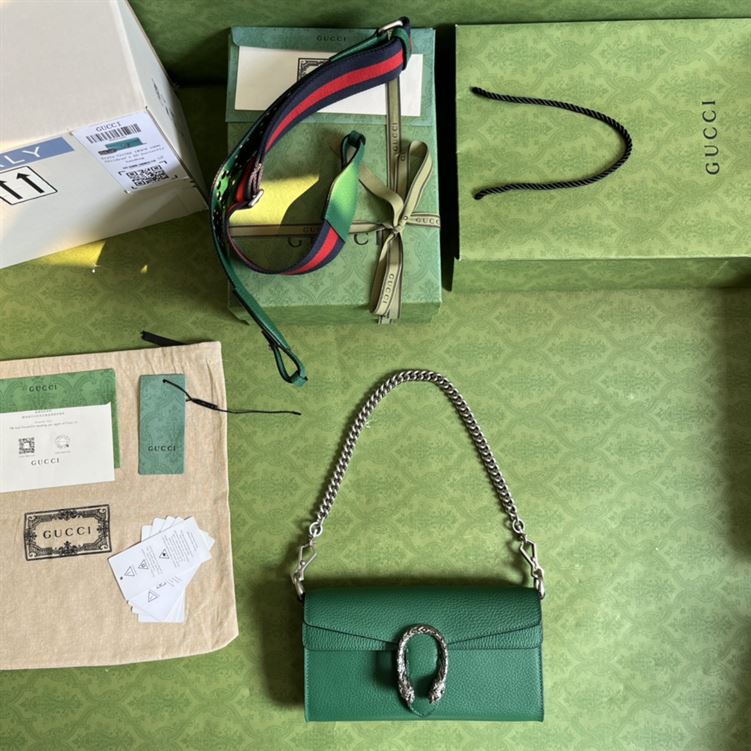 Dionysus small shoulder bag Green leather - GB098