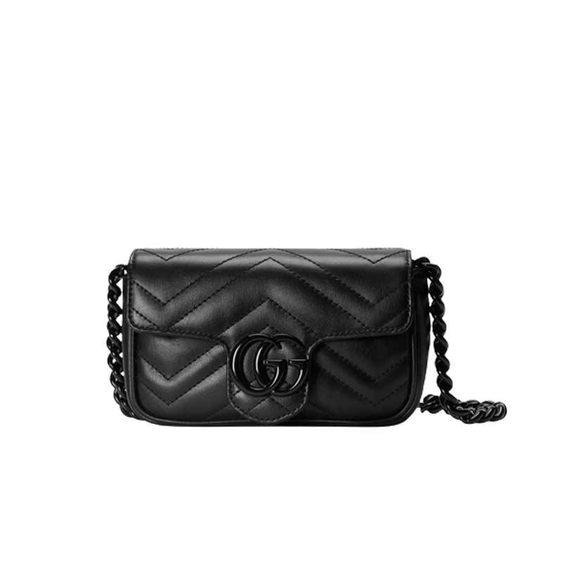 GG Marmont belt bag Black chevron matelassé leather - GB155