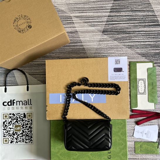 GG Marmont belt bag Black chevron matelassé leather - GB155