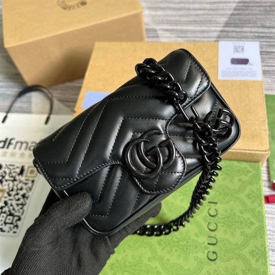 GG Marmont belt bag Black chevron matelassé leather - GB155