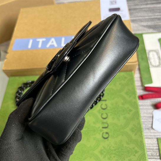 GG Marmont belt bag Black chevron matelassé leather - GB155