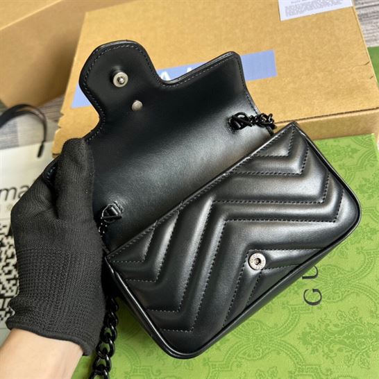 GG Marmont belt bag Black chevron matelassé leather - GB155