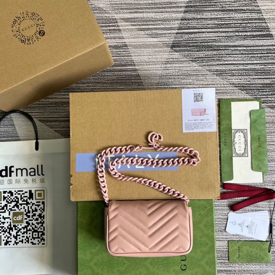 GG Marmont belt bag Light pink chevron matelassé leather - GB154