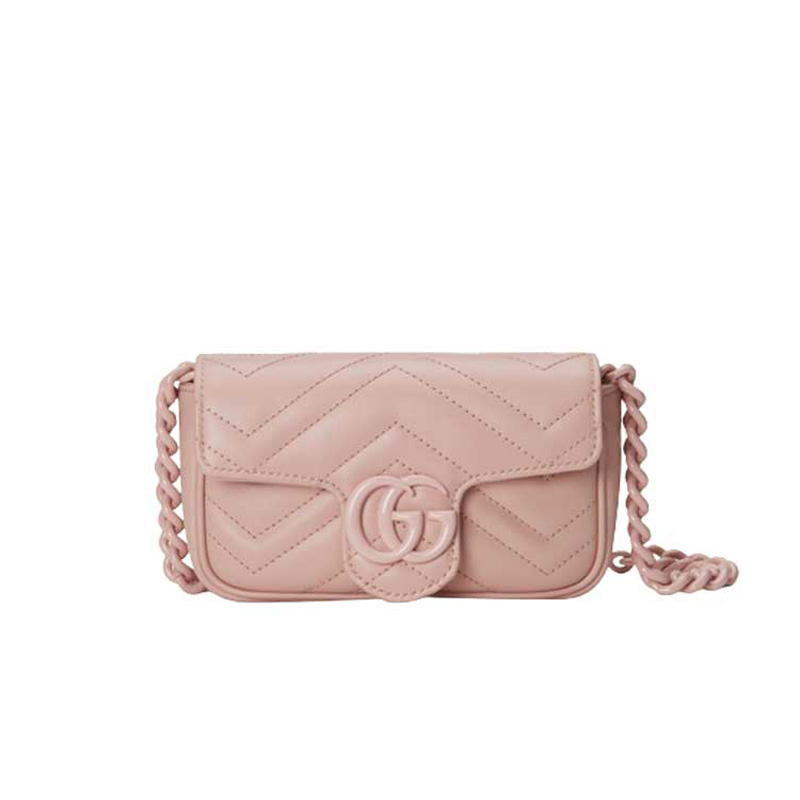 GG Marmont belt bag Light pink chevron matelassé leather - GB154