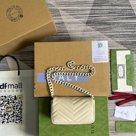 GG Marmont belt bag White chevron matelassé leather - GB156