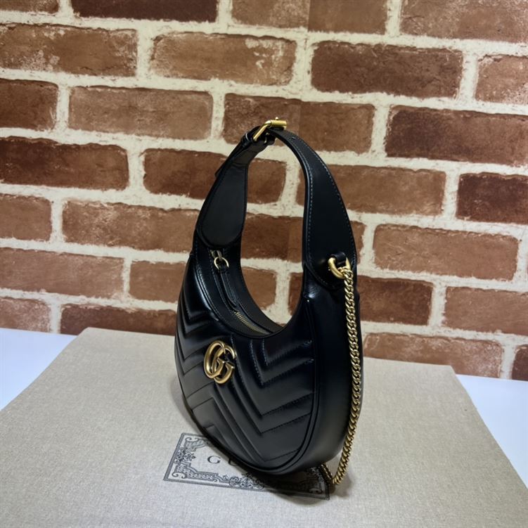 GG Marmont half-moon-shaped mini bag Black leather - GB115
