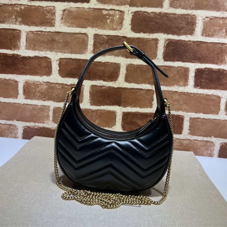 GG Marmont half-moon-shaped mini bag Black leather - GB115