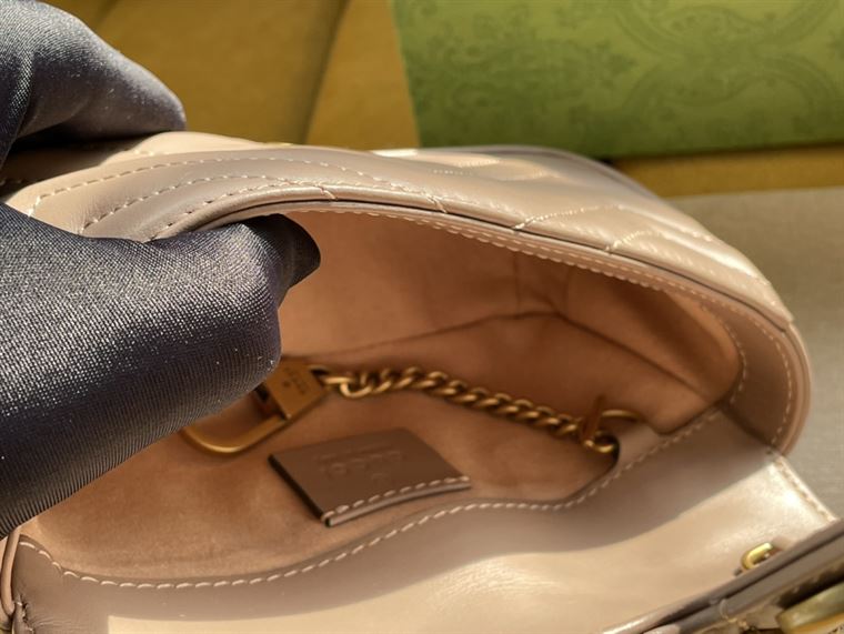 GG Marmont leather super mini bag Dusty pink matelassé chevron - GB161