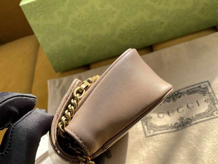 GG Marmont leather super mini bag Dusty pink matelassé chevron - GB161