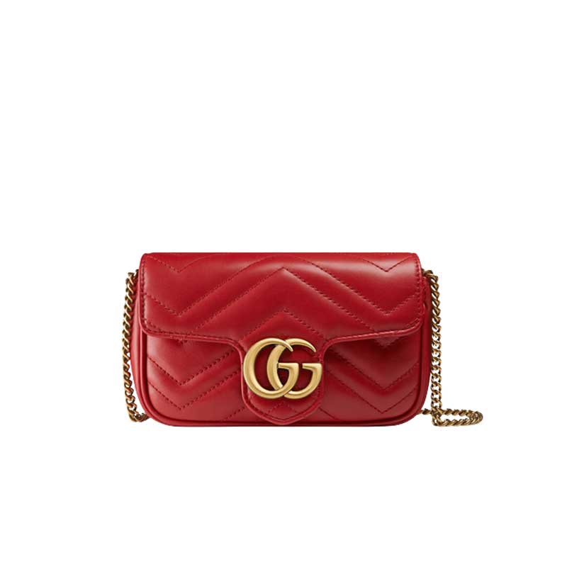 GG Marmont leather super mini bag Hibiscus red leather - GB160