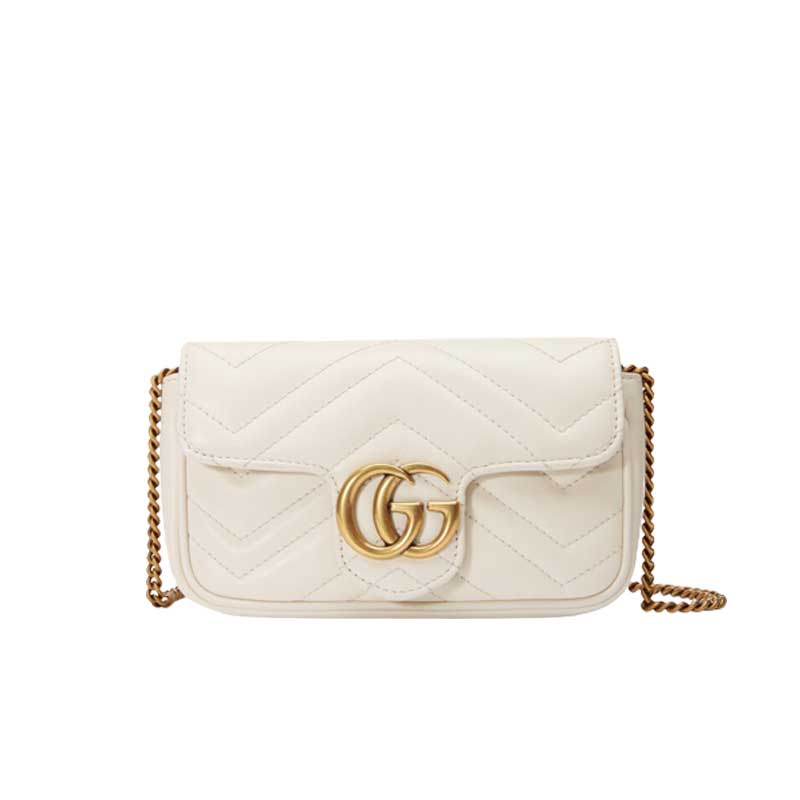GG Marmont leather super mini bag White matelassé chevron - GB162