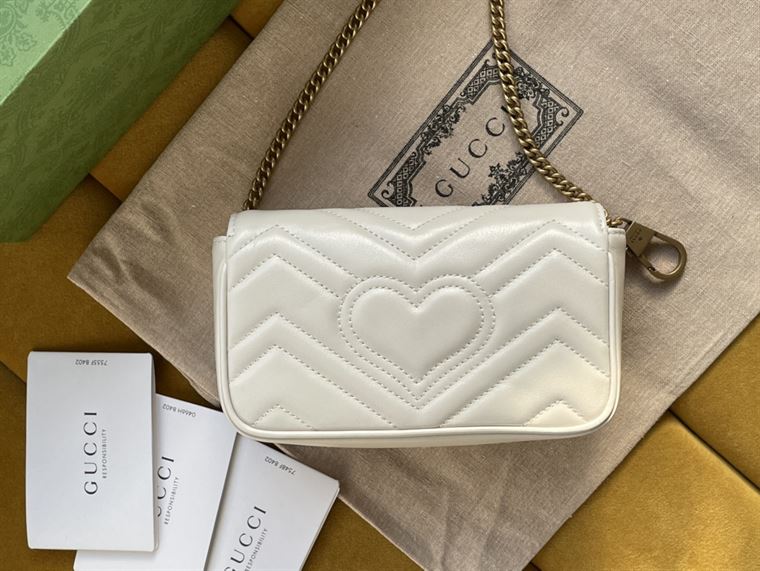 GG Marmont leather super mini bag White matelassé chevron - GB162