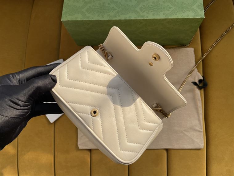 GG Marmont leather super mini bag White matelassé chevron - GB162