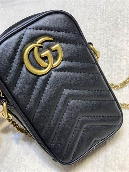 GG Marmont mini bag Black matelassé chevron leather - GB159