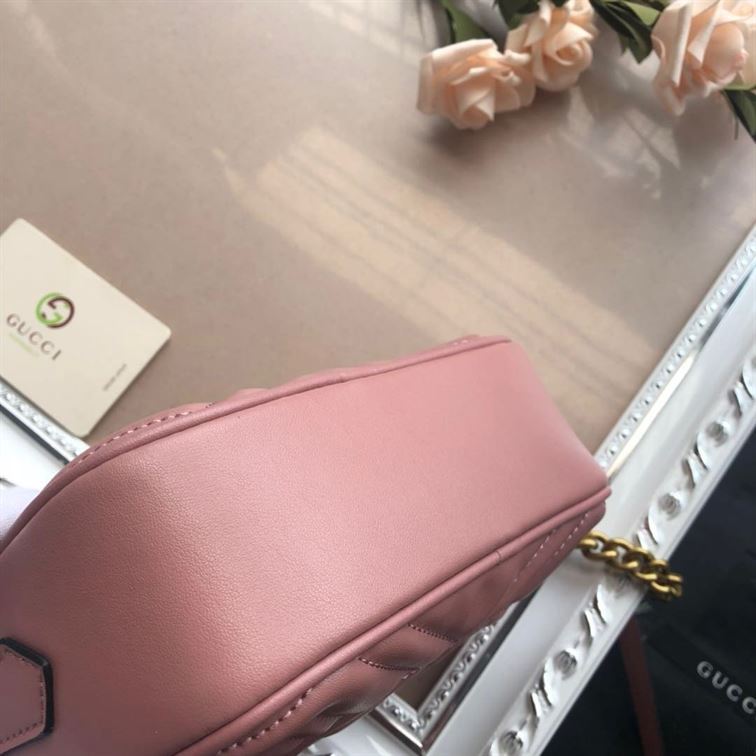 GG Marmont mini shoulder bag Dusty pink matelassé chevron leather - GB147