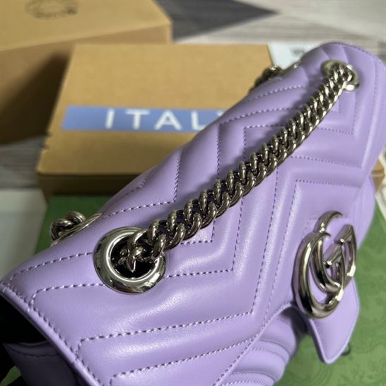 GG Marmont small shoulder bag Lilac matelassé chevron leather with heart - GB152