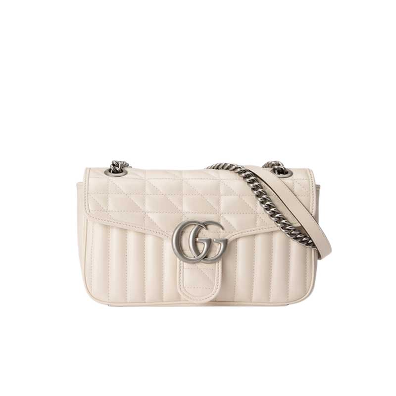 GG Marmont small shoulder bag White matelassé leather - GB151