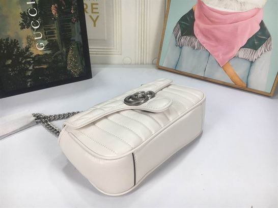 GG Marmont small shoulder bag White matelassé leather - GB151