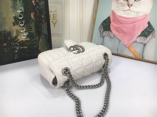 GG Marmont small shoulder bag White matelassé leather - GB151