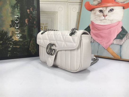 GG Marmont small shoulder bag White matelassé leather - GB151