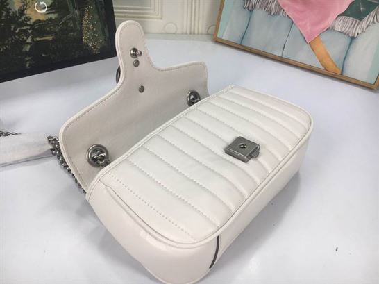 GG Marmont small shoulder bag White matelassé leather - GB151