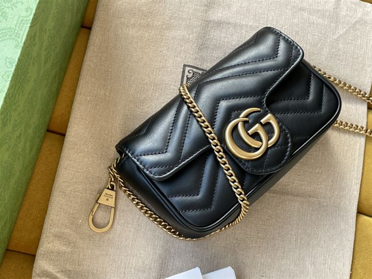 GG Marmont super mini bag Black matelassé chevron leather - GB163