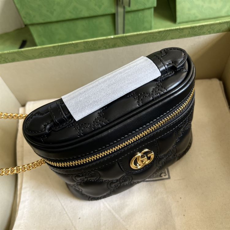 GG Matelassé top handle mini bag Black leather - GB132