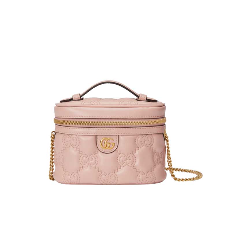 GG Matelassé top handle mini bag Light pink leather - GB131