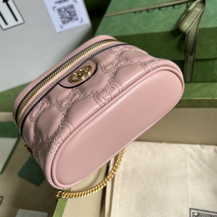 GG Matelassé top handle mini bag Light pink leather - GB131