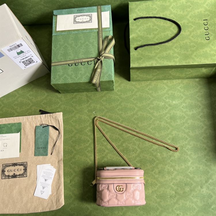 GG Matelassé top handle mini bag Light pink leather - GB131