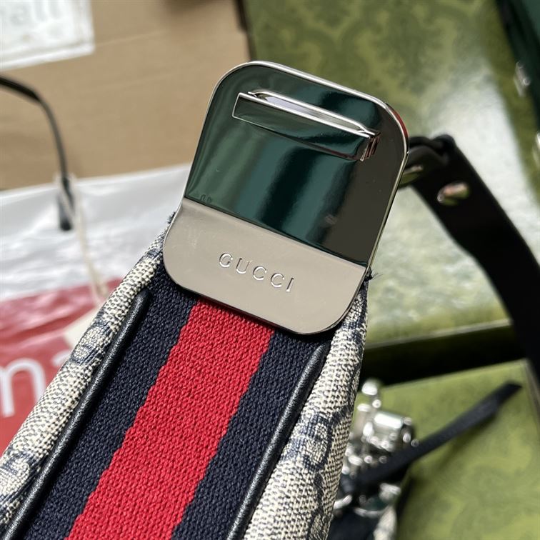 G*u*i attache large shoulder bag beige and blue canvas - gb140