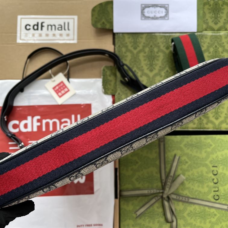 G*u*i attache large shoulder bag beige and blue canvas - gb140