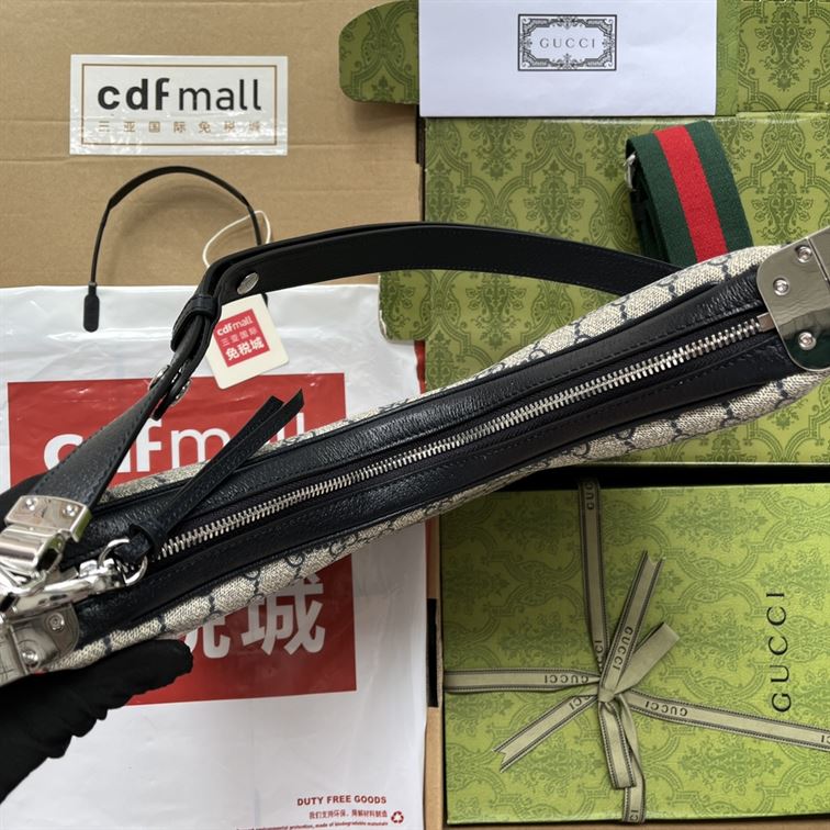 G*u*i attache large shoulder bag beige and blue canvas - gb140