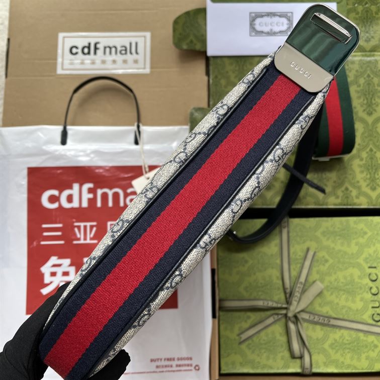 G*u*i attache large shoulder bag beige and blue canvas - gb140