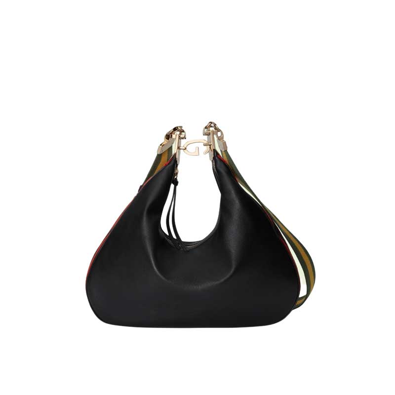 G*u*i attache large shoulder bag black leather - gb139