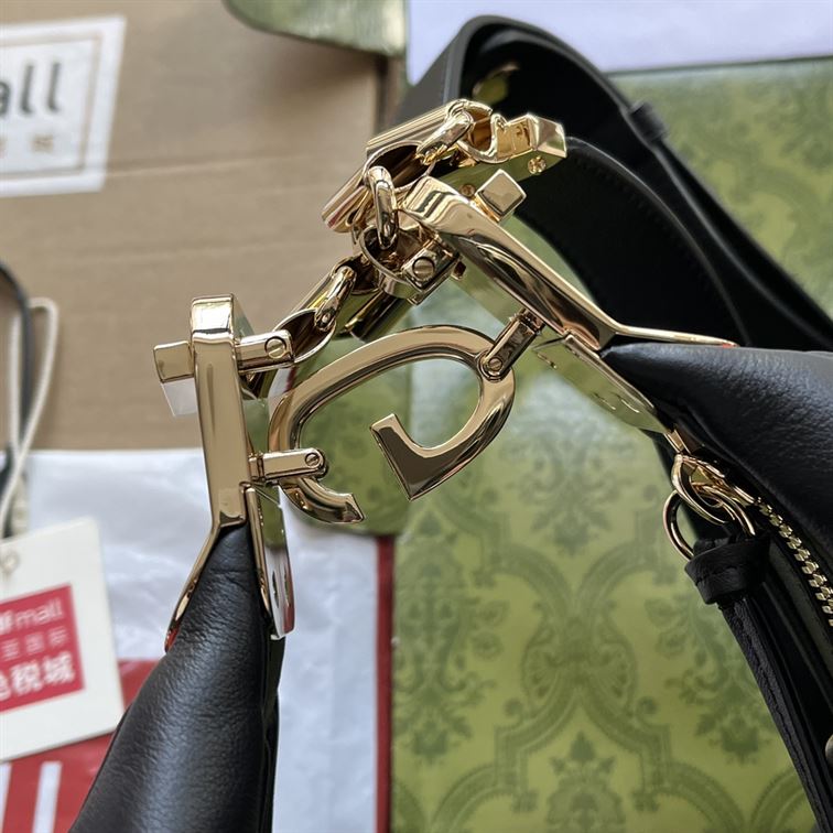 G*u*i attache large shoulder bag black leather - gb139