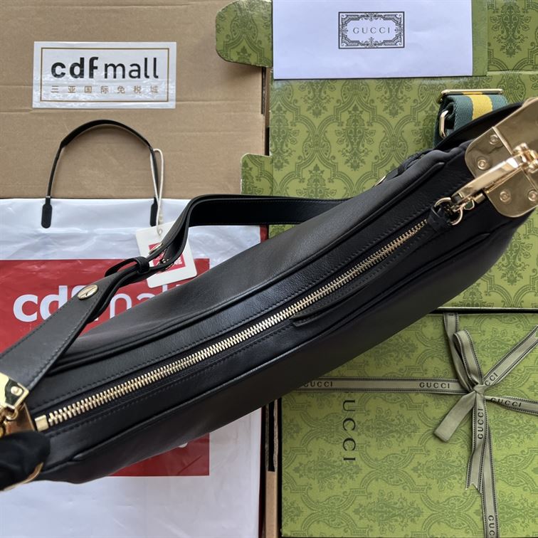 G*u*i attache large shoulder bag black leather - gb139