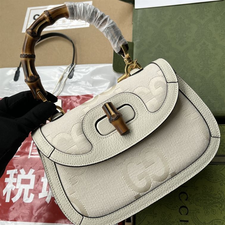 G*u*i bamboo 1947 jumbo gg small bag off-white and ivory - gb090