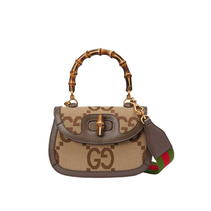 Gucci Bamboo 1947 jumbo GG small top handle bag - GB087