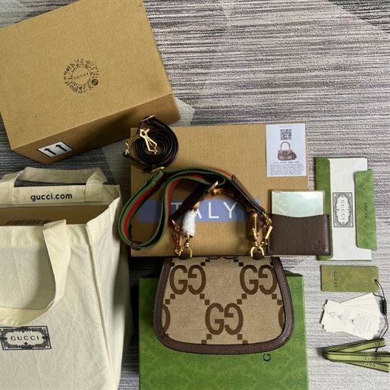 Gucci Bamboo 1947 jumbo GG small top handle bag - GB087