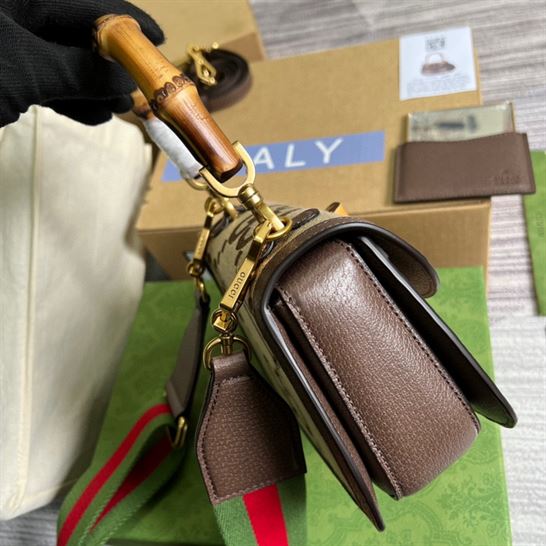 Gucci Bamboo 1947 jumbo GG small top handle bag - GB087