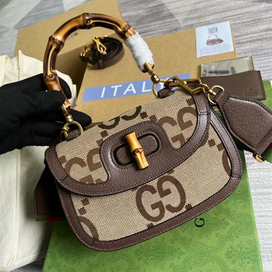 Gucci Bamboo 1947 jumbo GG small top handle bag - GB087